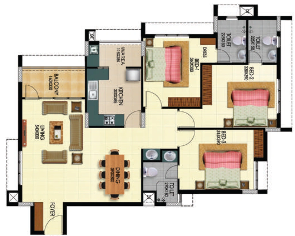 3 BHK Flat in Keratech Ruby Royal Palace in PTP Nagar, Thiruvananthapuram - Image 931078