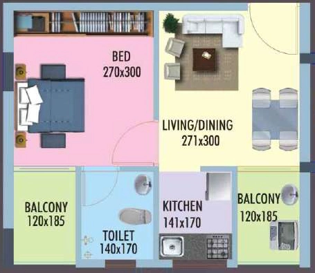 1 BHK Flat in Sanroyal Adonia in Kazhakootam, Thiruvananthapuram - Image 931108