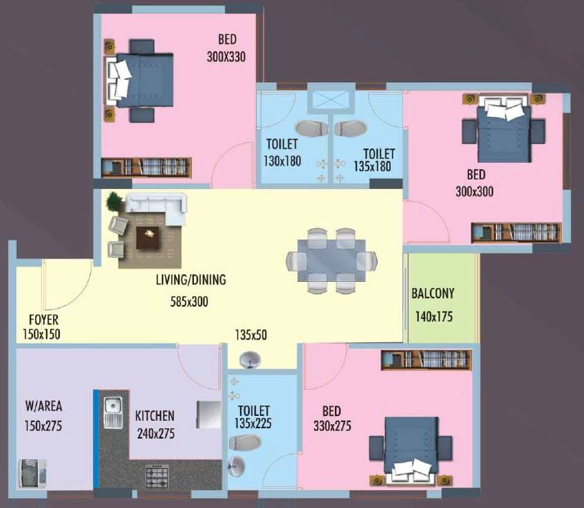 3 BHK Flat in Sanroyal Adonia in Kazhakootam, Thiruvananthapuram - Image 931111