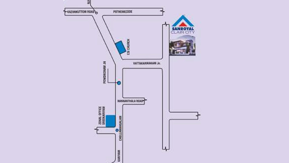 Location of Sanroyal Clair City in Powdikonam, Thiruvananthapuram - Image 435038