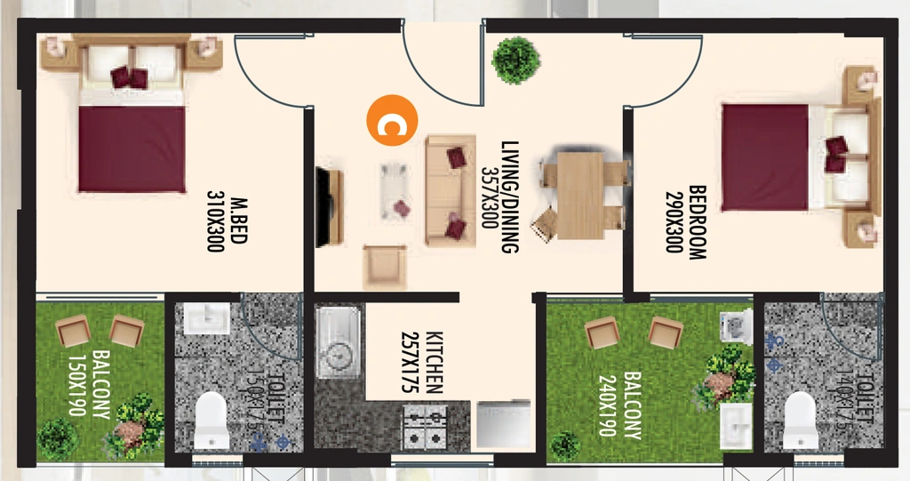 2 BHK Flat in Sanroyal Hestia in Karyavattom, Thiruvananthapuram - Image 931092
