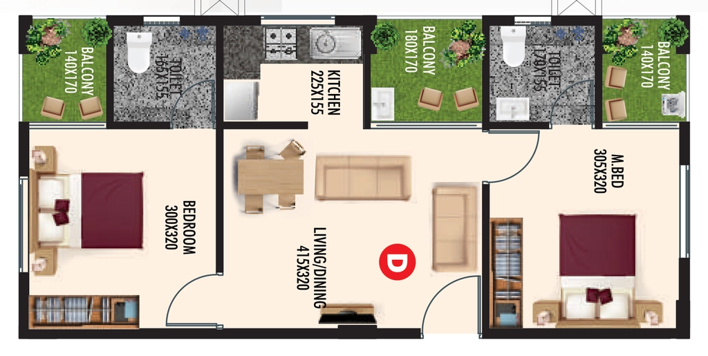 2 BHK Flat in Sanroyal Hestia in Karyavattom, Thiruvananthapuram - Image 931093
