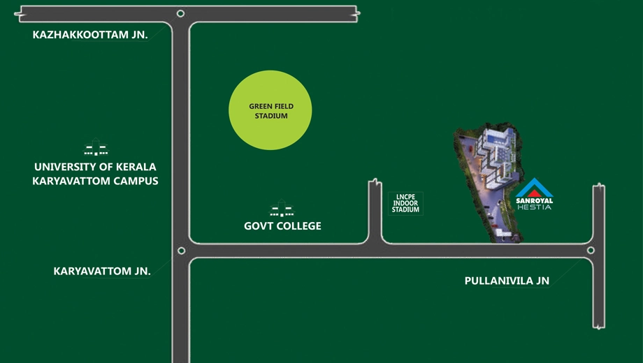 Location of Sanroyal Hestia in Karyavattom, Thiruvananthapuram - Image 435031