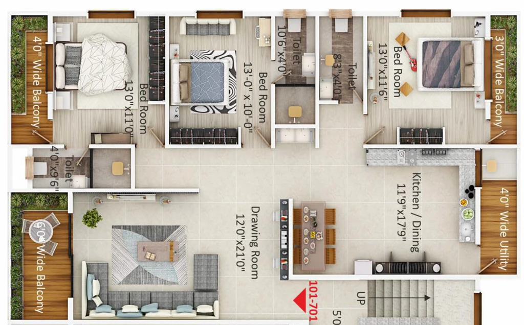 3 BHK Flat in RM Sai Eternity in Beltarodi, Nagpur - Image 931106