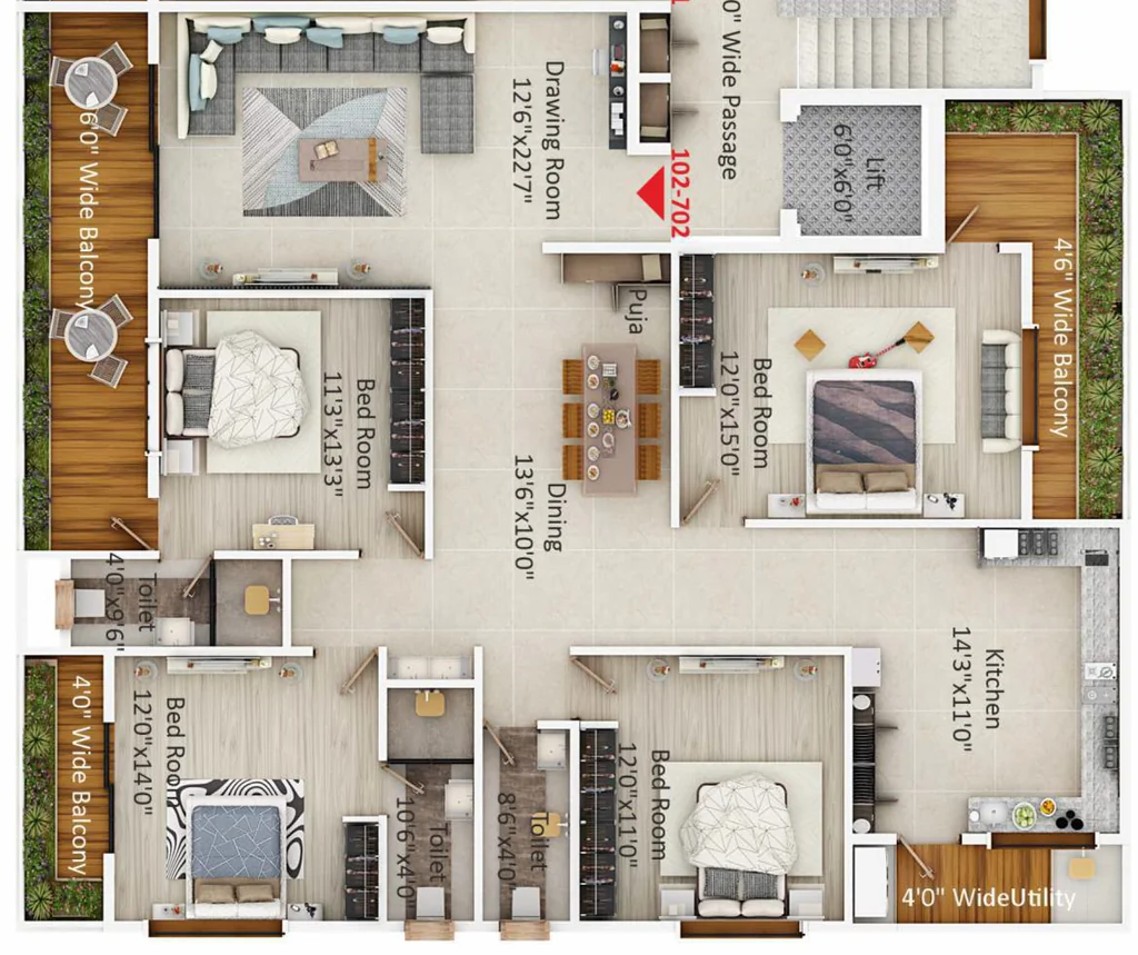 4 BHK Flat in RM Sai Eternity in Beltarodi, Nagpur - Image 931107