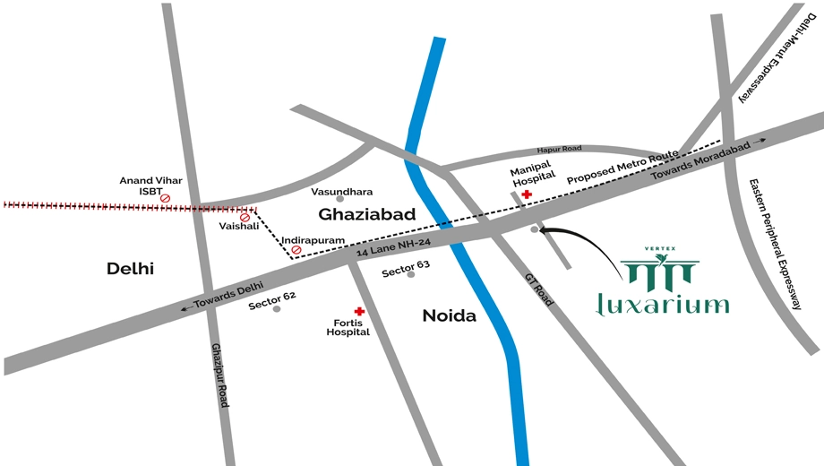Location of Vertex Luxarium in NH 24, Ghaziabad - Image 435098