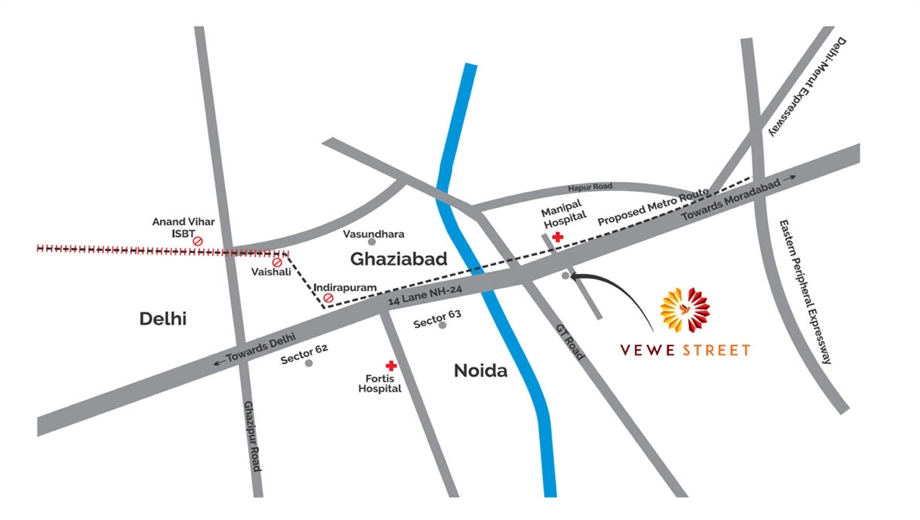 Location of Welcome Vewe Street in NH 24, Ghaziabad - Image 435108