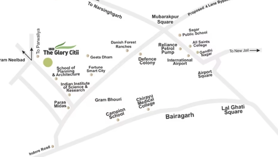 Location of Shri IBD The Glory Citii in Bhauri, Bhopal - Image 435114