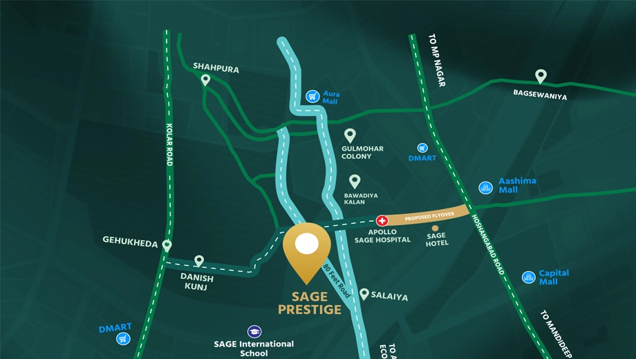 Location of Sage Prestige in Bawadiya Kalan, Bhopal - Image 435481
