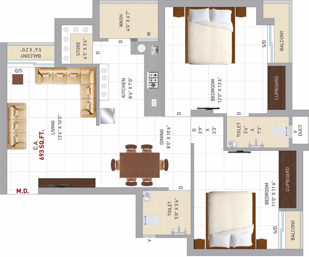 2 BHK Flat in Varun Ratnam Glorious in Madhapar, Rajkot - Image 931152