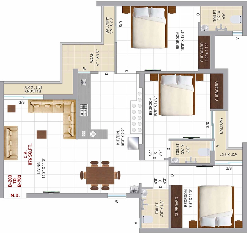 3 BHK Flat in Varun Ratnam Glorious in Madhapar, Rajkot - Image 931153