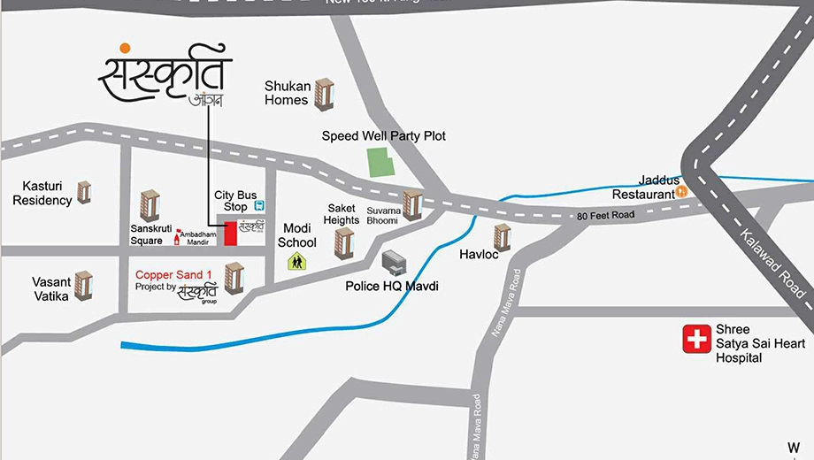 Location of Sanskruti Aangan in Mota Mava, Rajkot - Image 435212