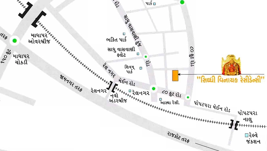 Location of Satyam Siddhivinayak Residency in Rail Nagar, Rajkot - Image 435226