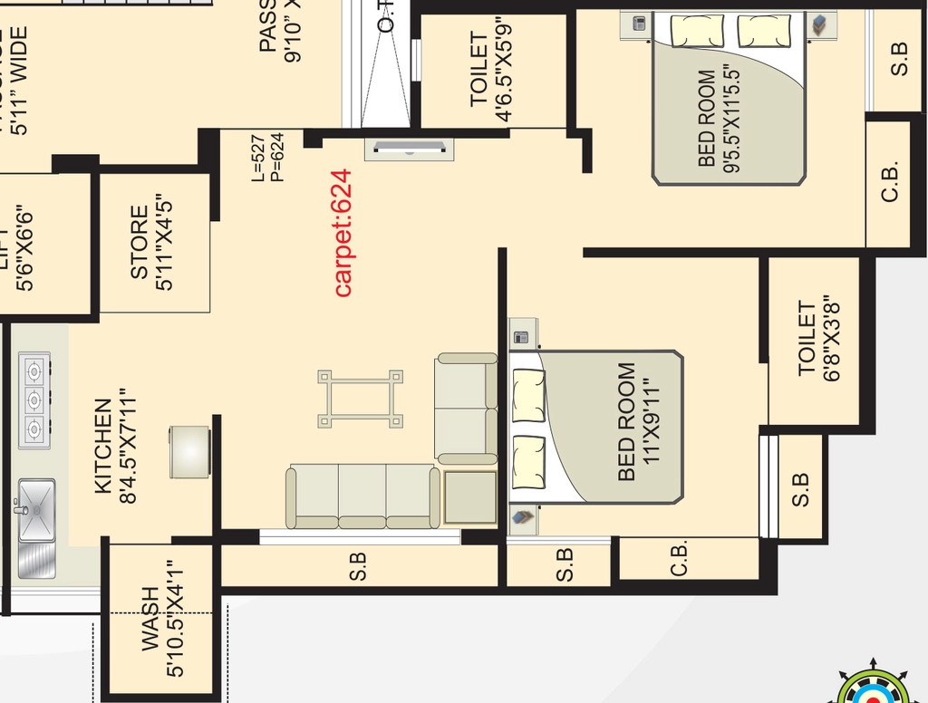 2 BHK Flat in Shree Radhika Palace in Madhapar, Rajkot - Image 931190