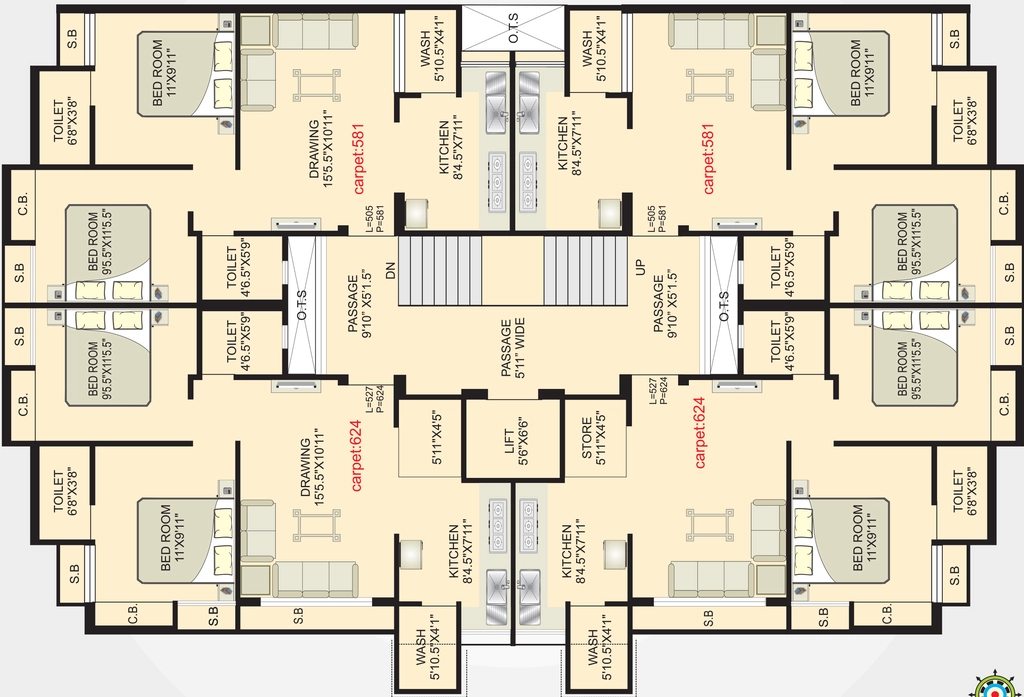 Floor Plan of Shree Radhika Palace in Madhapar, Rajkot - Image 435255