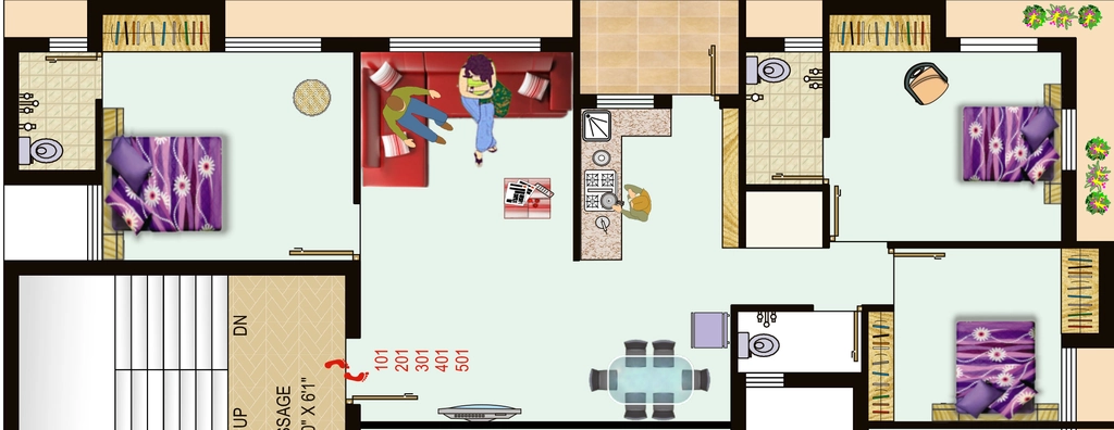 3 BHK Flat in Shree Premkunvar in Madhapar, Rajkot - Image 931191