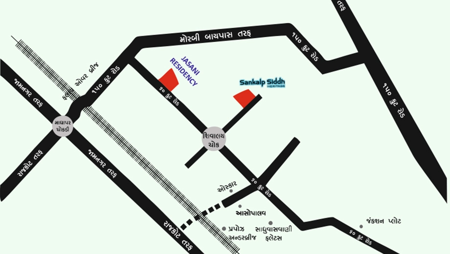 Location of Shree Sankalp Siddh Heritage in Rail Nagar, Rajkot - Image 435272
