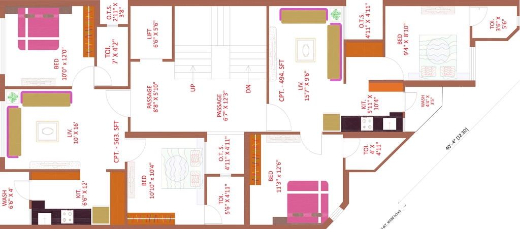 Floor Plan of Bhikhalal Shital Flat in Rail Nagar, Rajkot - Image 435280