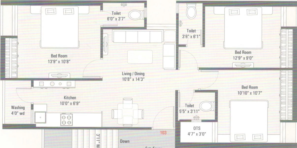 3 BHK Flat in Babubhai Shivalay E in Rail Nagar, Rajkot - Image 931197