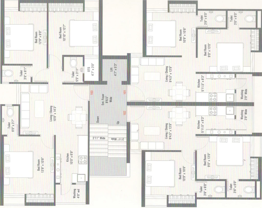 Floor Plan of Babubhai Shivalay E in Rail Nagar, Rajkot - Image 435286