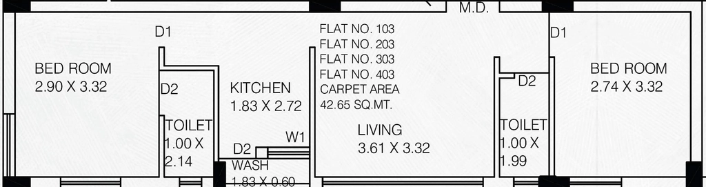 2 BHK Flat in Amrutdhara Shree Amrut Hari Complex in Rail Nagar, Rajkot - Image 931201
