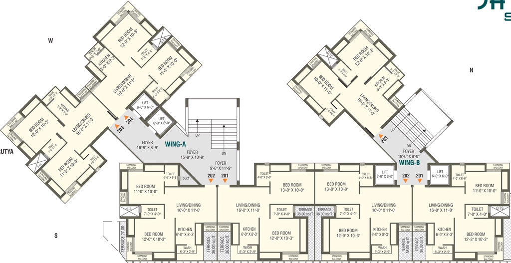 Floor Plan of Shree Shyama Sky Life in Rail Nagar, Rajkot - Image 435314