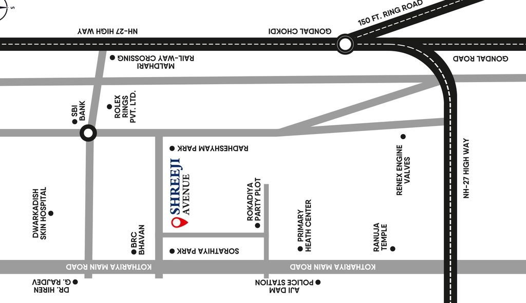 Location of Dhirajlal Shreeji Avenue in Kotharia, Rajkot - Image 435331
