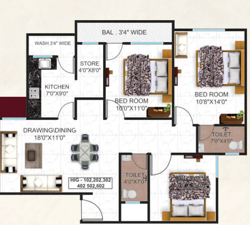 3 BHK Flat in DR Sahaj Sangam in Lalghati, Bhopal - Image 931235