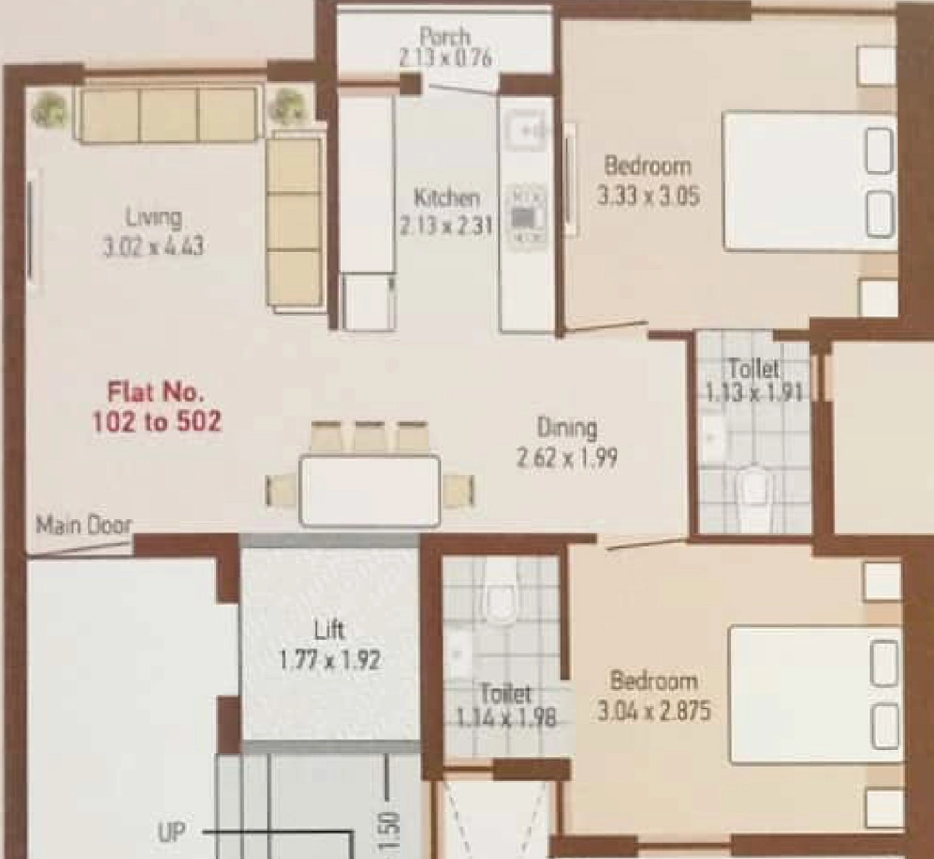 2 BHK Flat in Shubham Green in Mota Mava, Rajkot - Image 931311