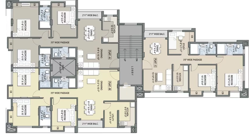 Floor Plan of Purti Nest in New Alipore, Kolkata - Image 435586