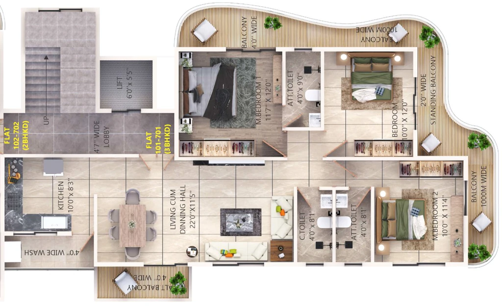 3 BHK Flat in Median Aaviraa Residences in Manish Nagar, Nagpur - Image 931321