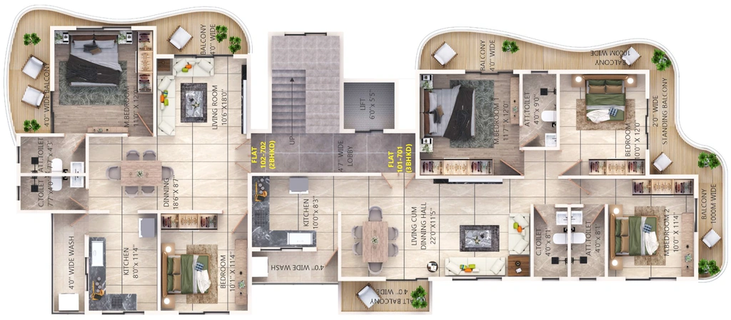 Floor Plan of Median Aaviraa Residences in Manish Nagar, Nagpur - Image 435608