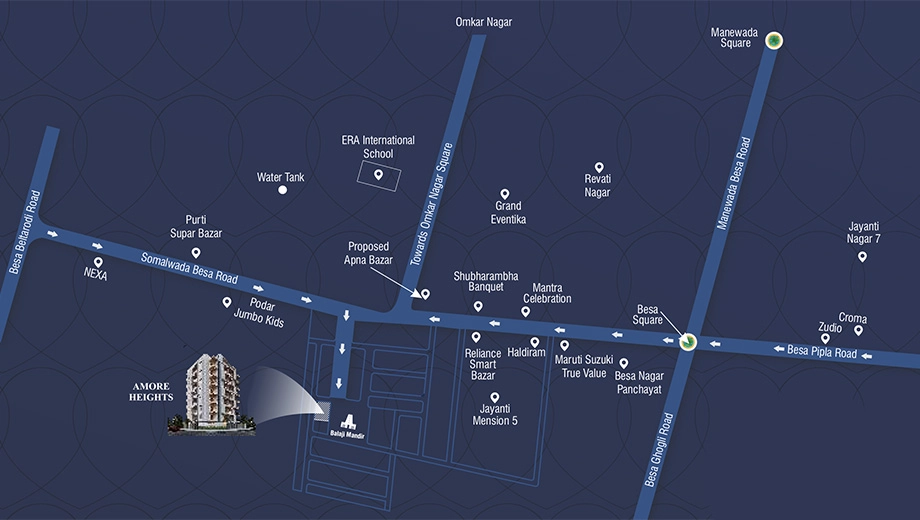 Location of Elevate Amore Heights in Besa, Nagpur - Image 435630