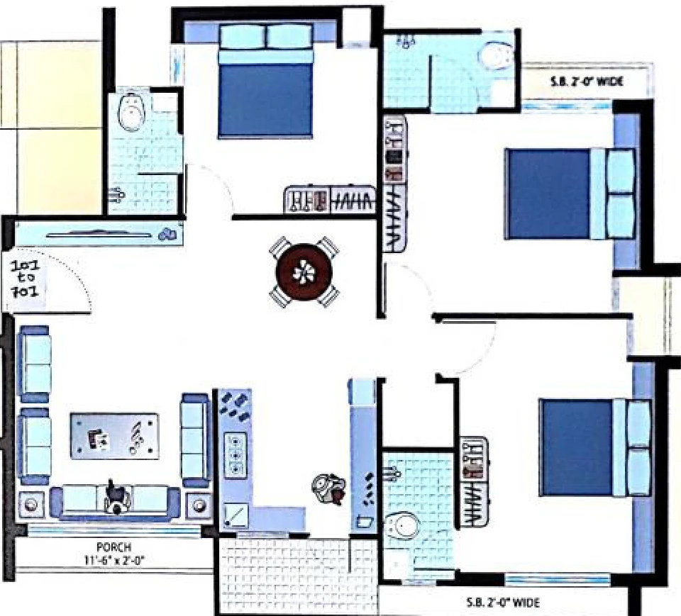 3 BHK Flat in Surya Omkar Hight in Nana Mava, Rajkot - Image 931332