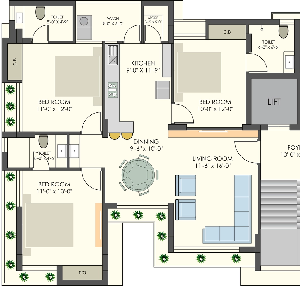 3 BHK Flat in Swastik Panchtatva 3 in Nana Mava, Rajkot - Image 931339