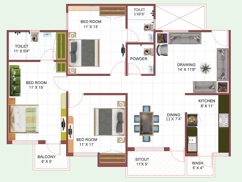 3 BHK Flat in Asnani Aashima Anupama City Phase 1 in Jatkhedi, Bhopal - Image 931419