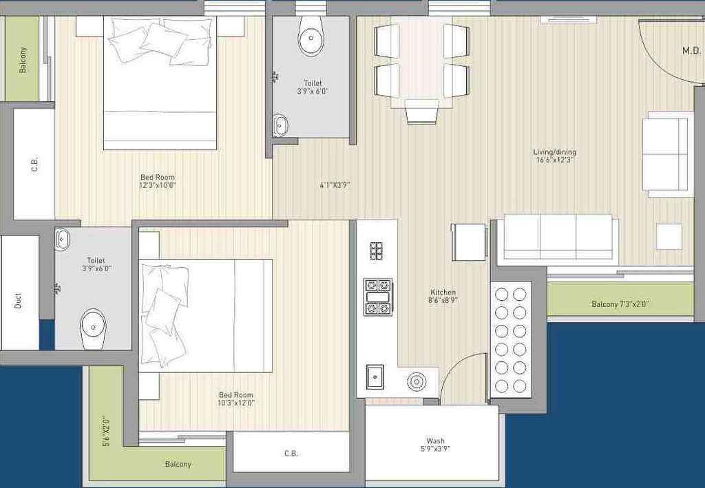 2 BHK Flat in Jainam The Space in Madhapar, Rajkot - Image 931346
