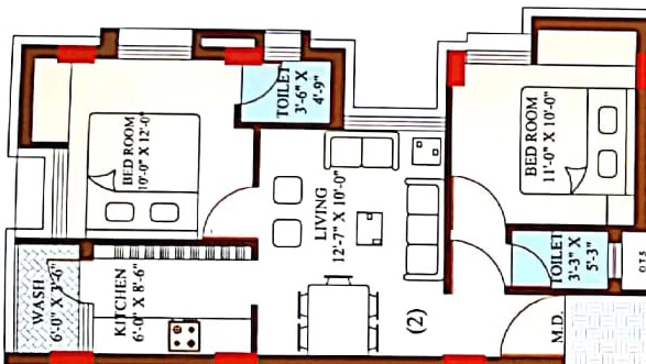 2 BHK Flat in Vrundavan Heights in Madhapar, Rajkot - Image 931352