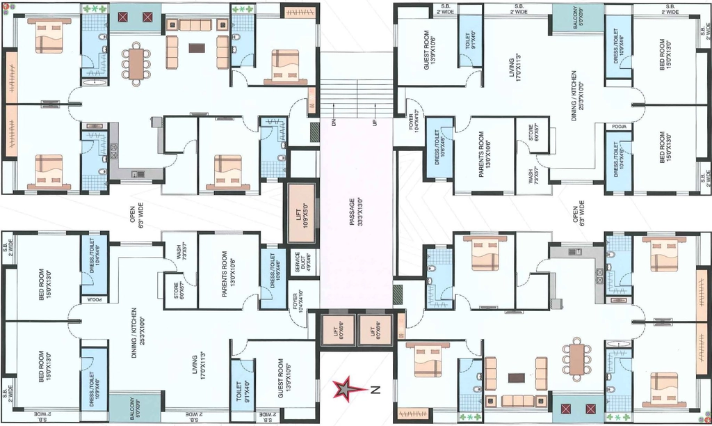 Floor Plan of Sitara Height in Manharpur, Rajkot - Image 435752