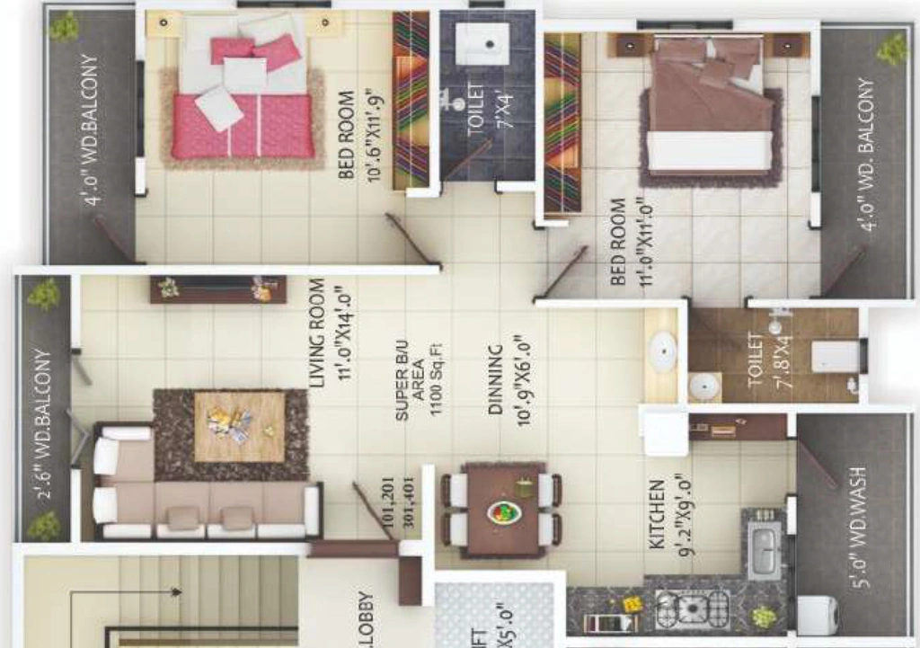 2 BHK Flat in Mahalaxmi Aura in Manish Nagar, Nagpur - Image 931359