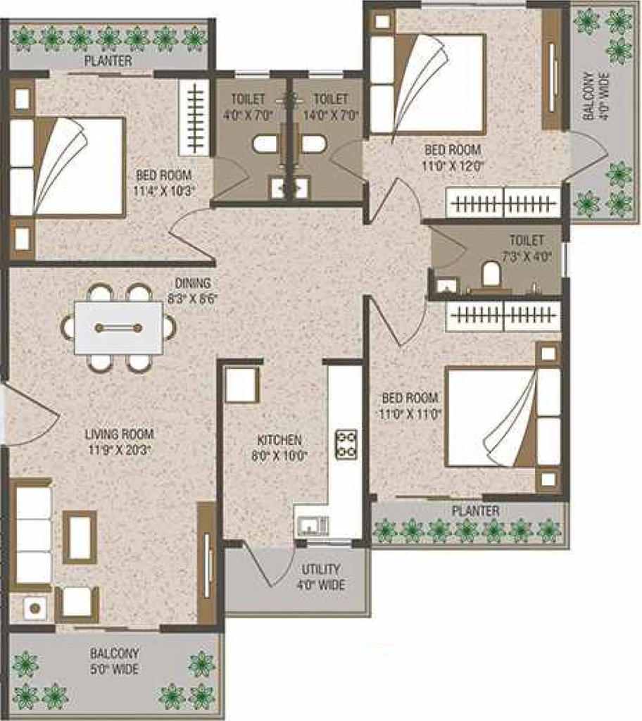 3 BHK Flat in Nanis Vedant Onyx in Sonegaon, Nagpur - Image 931382