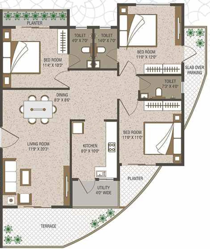 3 BHK Flat in Nanis Vedant Onyx in Sonegaon, Nagpur - Image 931383