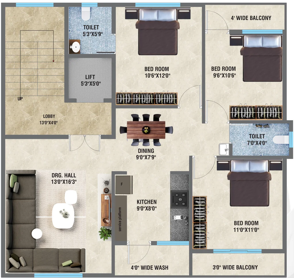 3 BHK Flat in Radhekrishna Heights in Manish Nagar, Nagpur - Image 931399