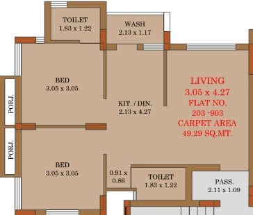 2 BHK Flat in Aadarsh Exotica in Vavdi, Rajkot - Image 931400