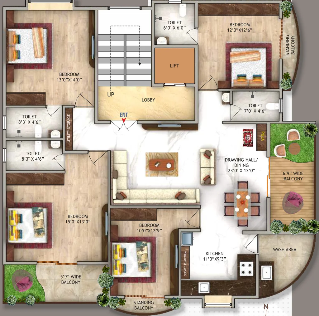 4 BHK Flat in Rai Sai Govardhan in Pratap Nagar, Nagpur - Image 931402