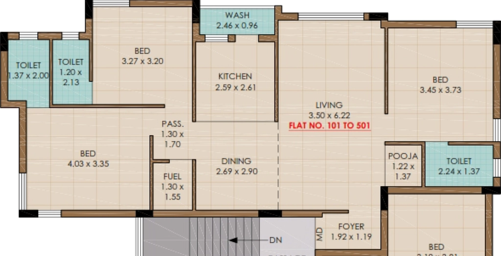 3 BHK Flat in Aadarsh Gold in Kotharia, Rajkot - Image 931403
