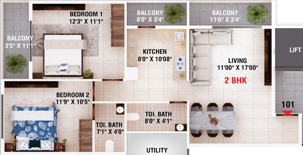 2 BHK Flat in Sai The Skyline in Hudkeshwar, Nagpur - Image 931404