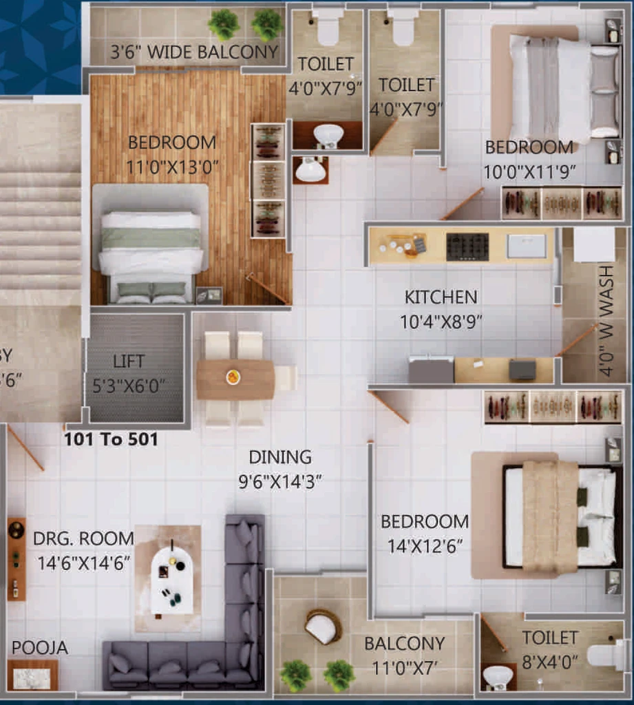 3 BHK Flat in Smart Sai Villa 7 in Manish Nagar, Nagpur - Image 931411