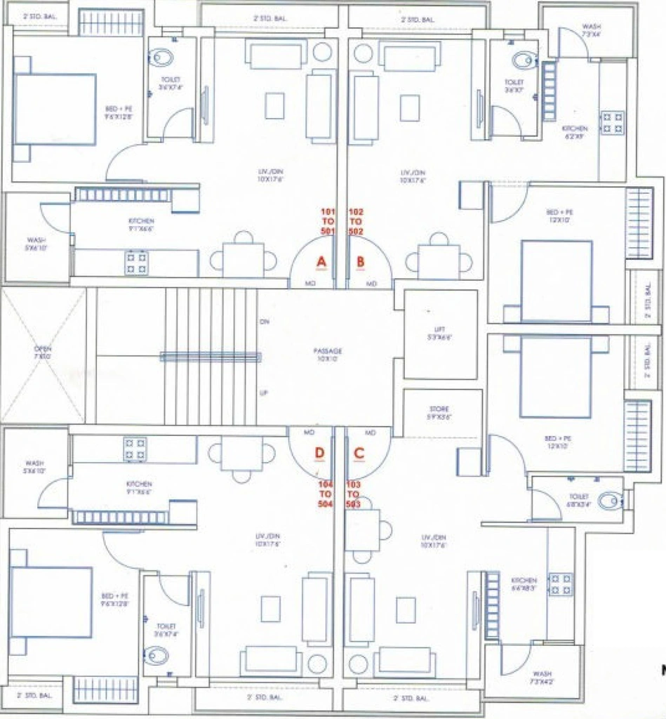 Floor Plan of Nihar Aangan One in Vavdi, Rajkot - Image 436000