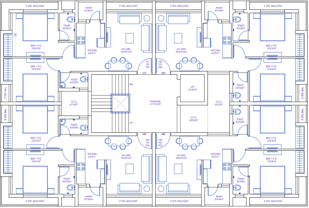 Floor Plan of Jay Aangan Heights in Vavdi, Rajkot - Image 436032
